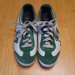 Juicy Couture White and Green Leather Lace-Up Sneakers Size 7.5